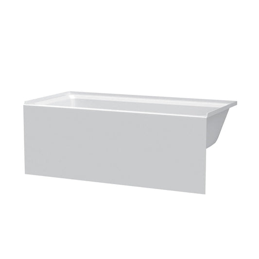 Fine Fixtures Acrylic, Fiberglass Alcove Soaking Bathtub with Integral Apron Front in Glossy White - Right Hand Drain, 60" x 32"