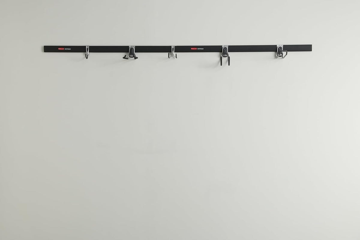 Rubbermaid Fasttrack Garage Storage Hooks - 7-Piece Heavy-Duty Tool Organizer Kit | Black