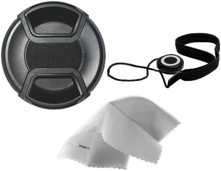 E-30 Pinch (58mm) Olympus Evolt Lens Cap Center + Lens Cap Holder + Nwv Direct Microfiber Cleaning Cloth.