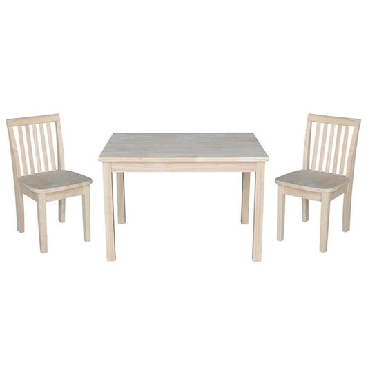 International Concepts Table With 2 Mission Juvenile Chairs, Unfinished