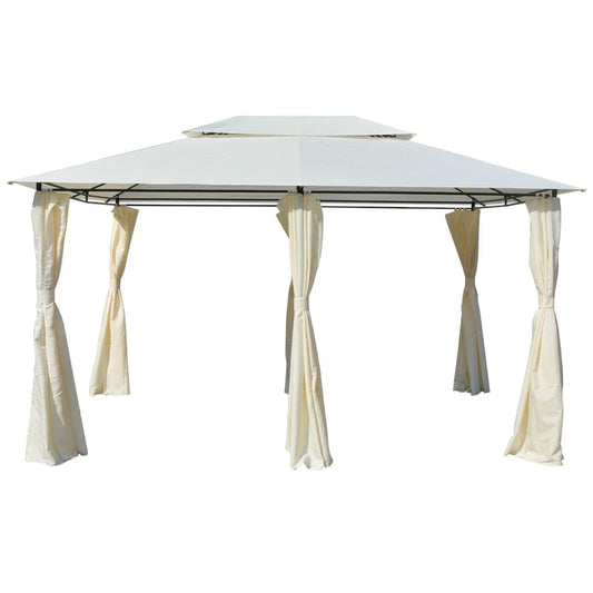 Garden Marquee with Curtains, 157.5"x118.1" White Waterproof Gazebo for Outdoor Events, Powder-Coated Steel Frame Canopy Tent Outdoor Structures