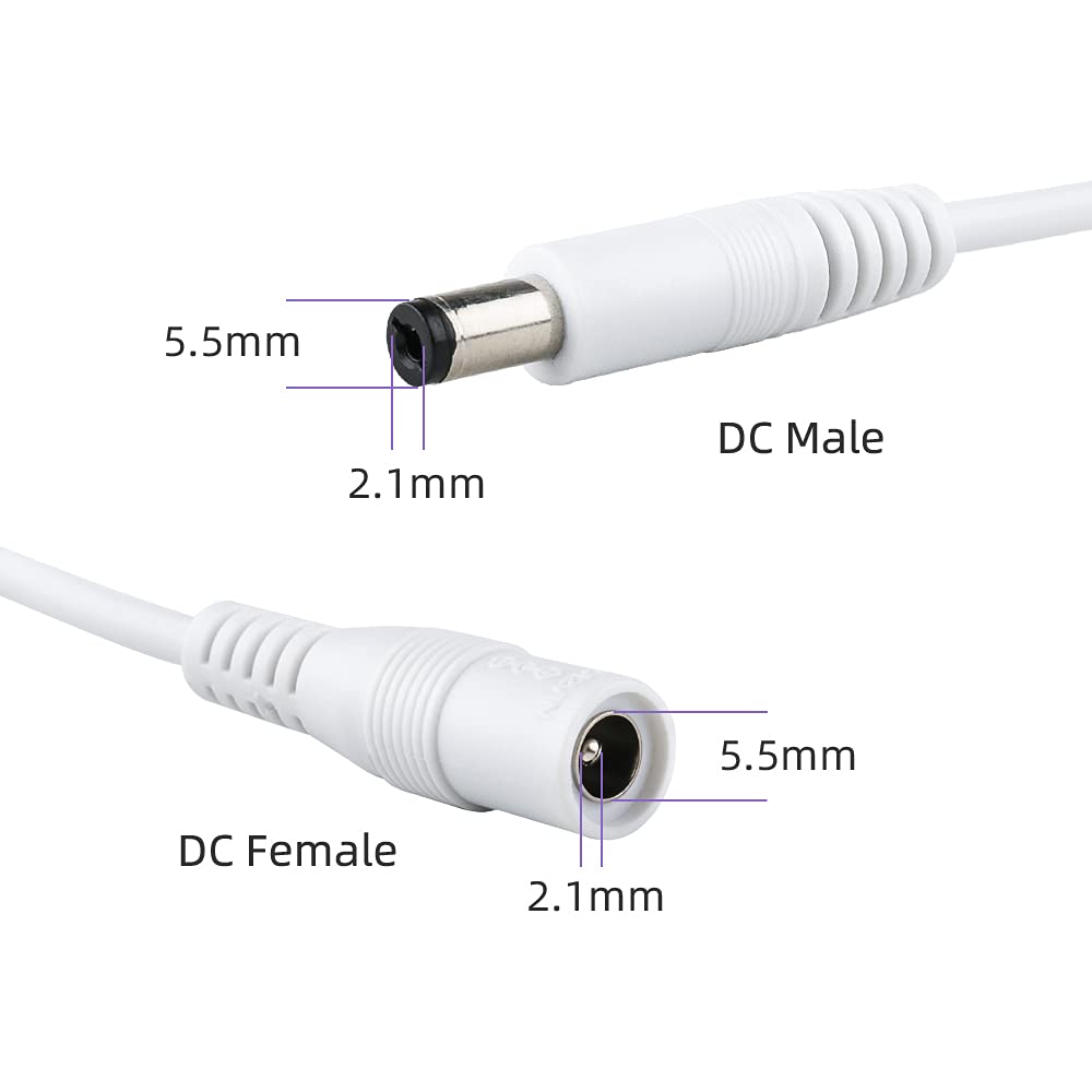 Sqlszt 100 12V 2.1mm 5.5mm DC Power Adapter Extension Cable feet Power Adapter Extension Cable x Compatible with DC