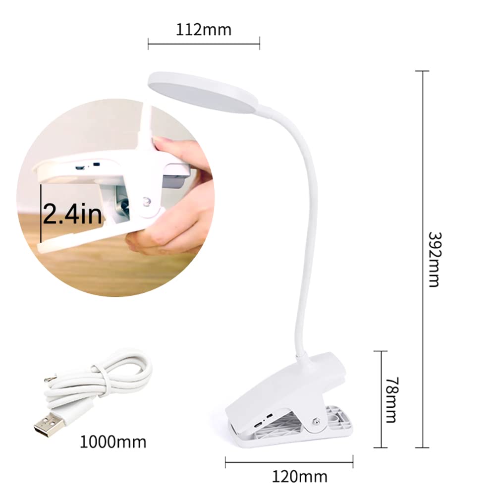 SUNLONG Dorm Room Essential Clip on Light Wall-Mounted, 3 Color Portable Desk Light Mini Clip Lamp, Battery Operation Small Desk Lamp with Clamp, Reading Lights for Books Bunk Bed Headboard Makeup