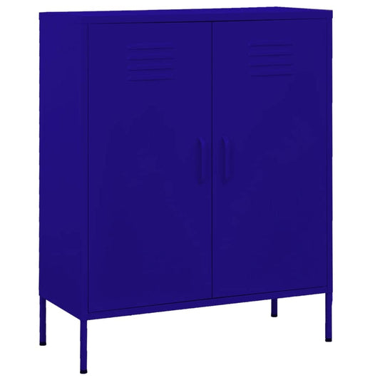 mtlskopl Navy Blue Steel Storage Cabinet with Height-Adjustable Shelves & Lockable Doors 13.8 x 31.5 x 40 in Powder-Coated Finish Modern Organizer for Living Room Home Office Garage