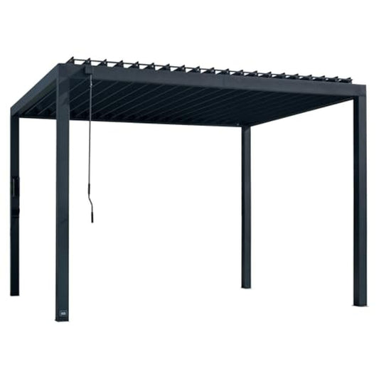 Backyard Discovery Sarasota 12' x 10' Galvanized Steel Louvered Pergola Kit with Adjustable Roof, Shade, Rain Protection, High-Wind Rating, Gutter System for Outdoor Patio, Garden, Deck, Entertaining
