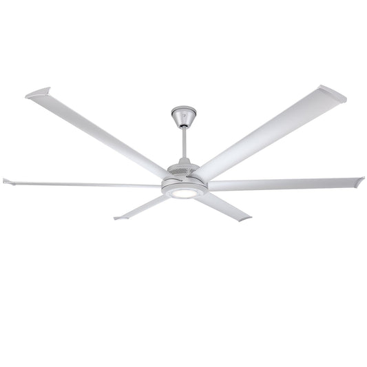 Big Ass Fans Mammoth 84" Outdoor Ceiling Fan w LED Light – Silver Finish – Smart Wi-Fi Fan w Remote & Voice Control – Wet Rated Quiet Patio Fan – 15,683 CFM – Modern Industrial Look – 3 Yr Warranty