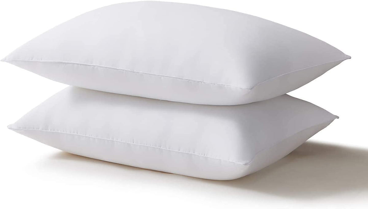Acanva Bed Pillows for Sleeping 2 Pack, Alternative Microfiber Filled, Natural Cover Skin-Friendly, Soft and Supportive for Side Back Sleepers, Queen Size(Pack of 2), White 2 Count