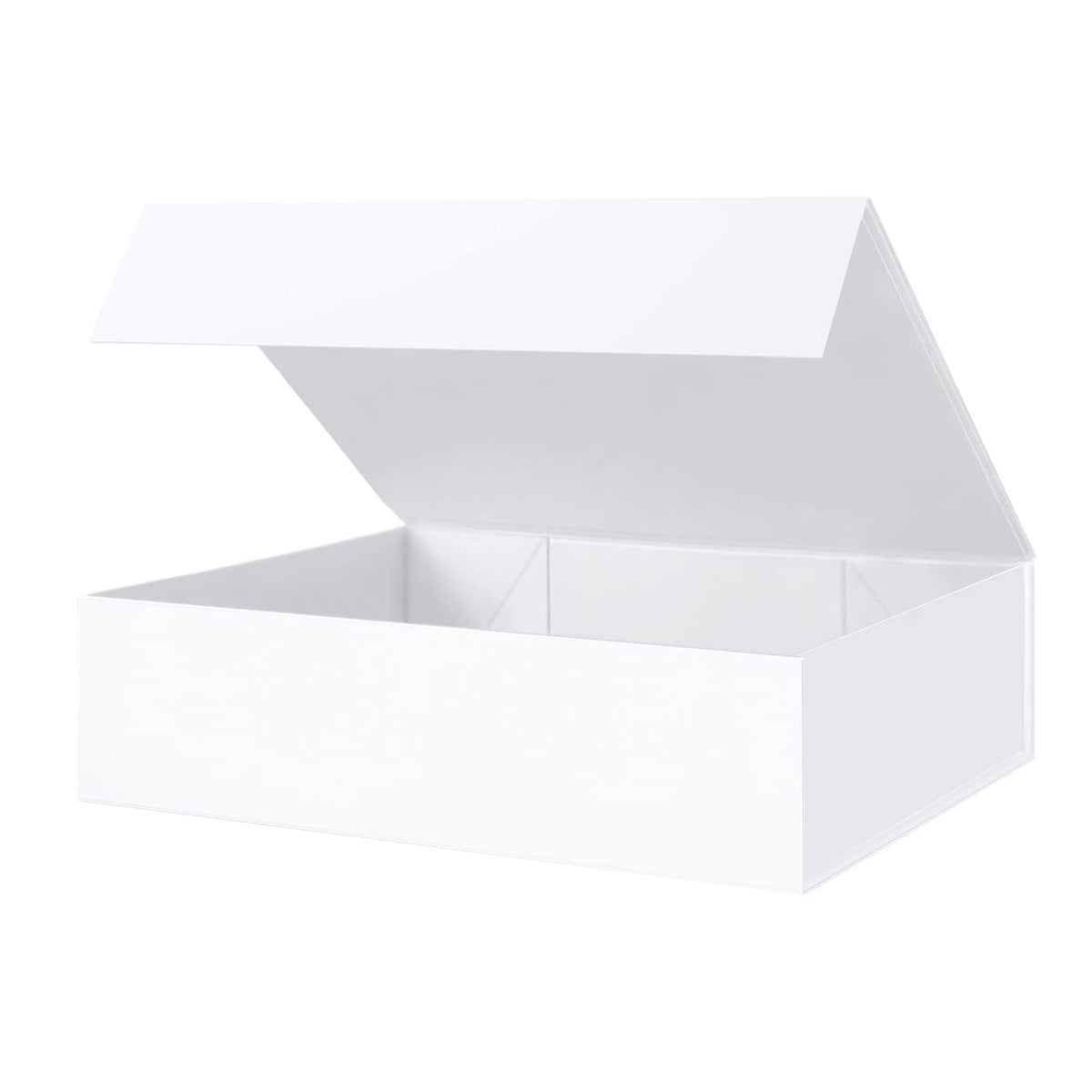 BLK&WH Large Gift Box 13.5x10x3.5 Inches, White Gift Box with Magnetic Closure Lid, Sturdy Shirt Box, Rectangle Collapsible Box for Gift Packaging (Matte White)
