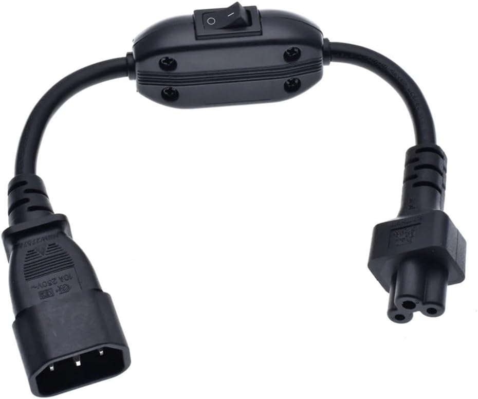 Strhowill 0.3m C14 C5 10A 250V 320 PDU(0.3M C14 C5 to Power Cable with On/Off Switch, IEC Cord for Laptop, Monitor