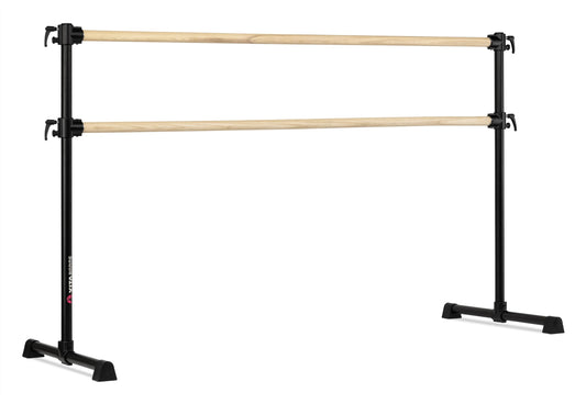 VITA Barre Portable Freestanding Double Ballet Barre, Professional, 7 Ft Bars, Black, Wood | Adjustable Height, Made in USA, Home or Gym Exercise Equipment for Kids & Adults | Dance, Fitness, Pilates