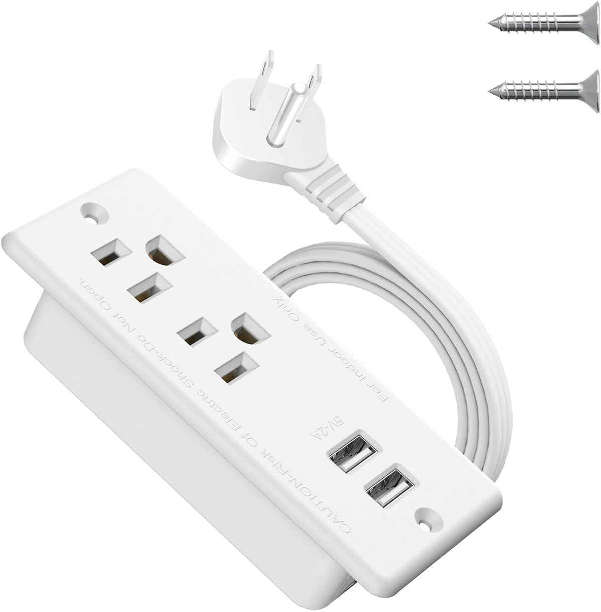 Jgstkcity Grommet 9.85ft Recessed Power Strip with USB,Flat Plug Ultra Thin Extension Cord,Furniture Desktop Charging