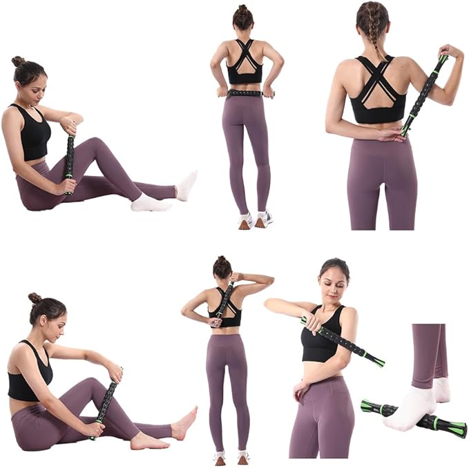 Muscle Roller Stick for Athletes - Deep Tissue Fascia Blaster & Roller Massager for Myofascial Pain Relief - Body-Building Apparatus (Green black-18 inch)