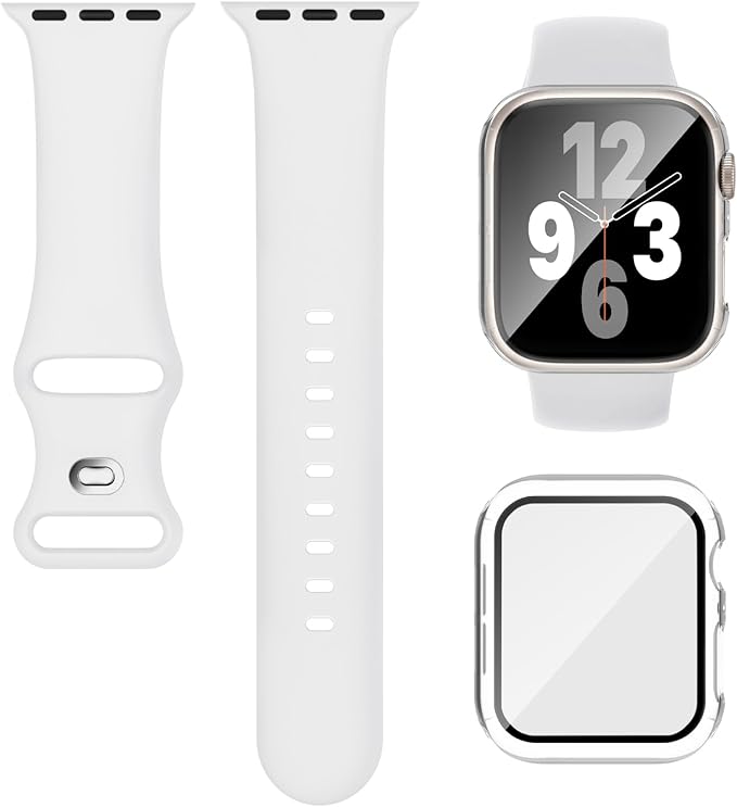 Compatible for Apple Watch Series 11 10 Band 42mm and Case with Screen Protector, Soft Silicone Sport Strap Bands and Protective Cover with Tempered Glass for iWatch Series 11 10