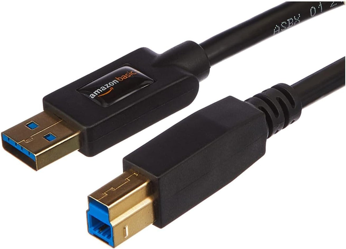 3.0 4.8Gbps 6 Amazon Basics USB-A to USB-B Cable, High-Speed with Gold-Plated Plugs, Foot, Black
