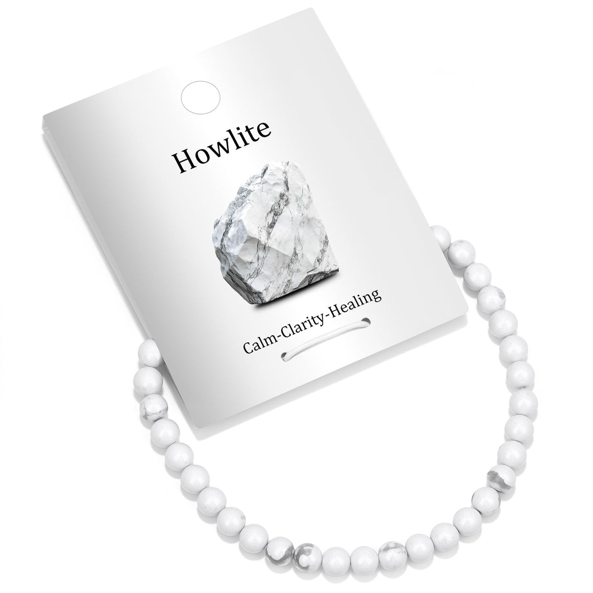 Vinswet Healing Crystal Bracelets for Women Men 4mm Howlite Natural Stone Beaded Stretch Bracelet Handmade Gemstone Reiki Spiritual Jewelry Gifts