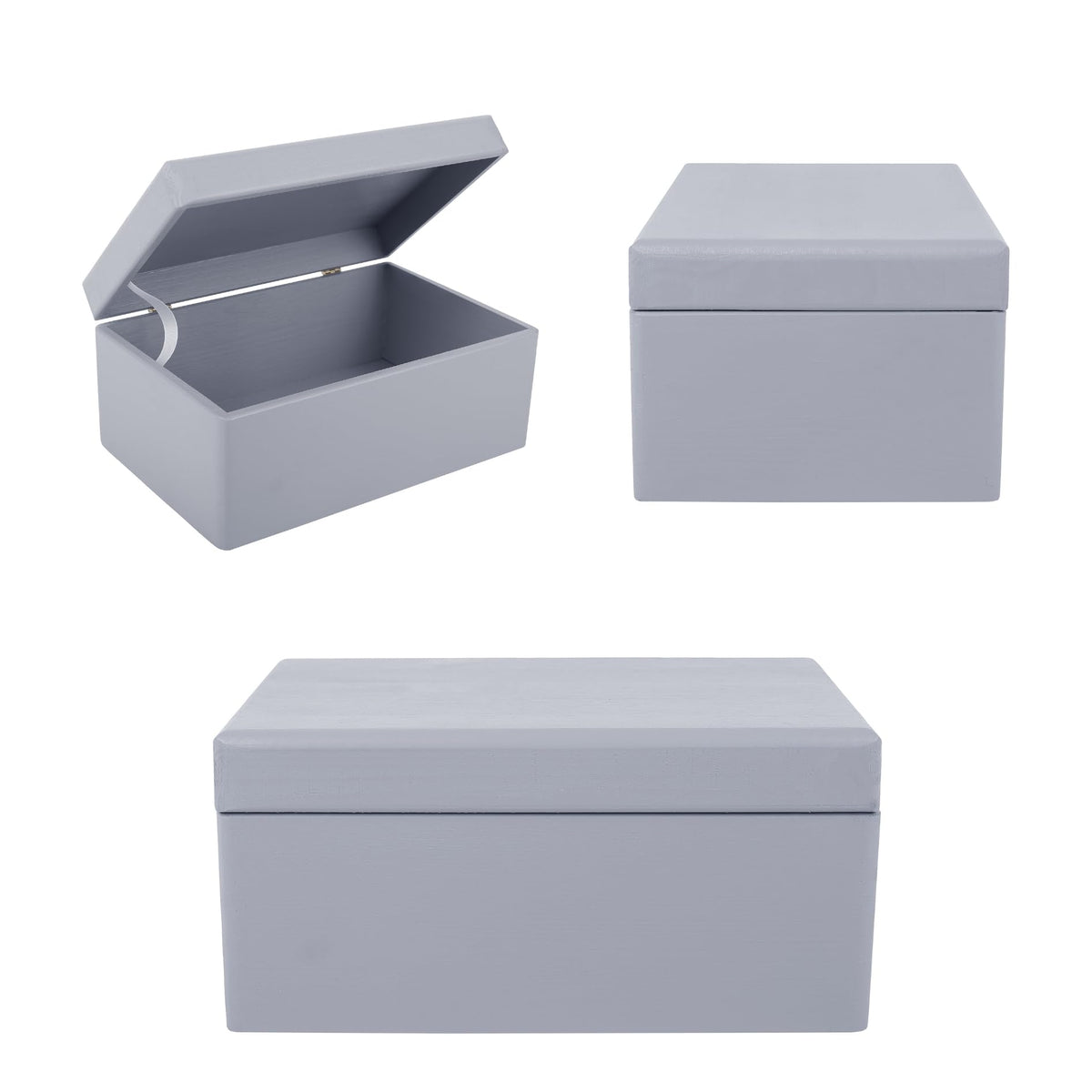 Creative Deco Large Gray Wooden Box Storage with Hinged Lid | 11.8x7.87x5.51in (+-0.5) | Keepsake Gift Box for Tool Dog Toy Kitchen Storage | ROUGH UNSANDED Wood Chest Trunk