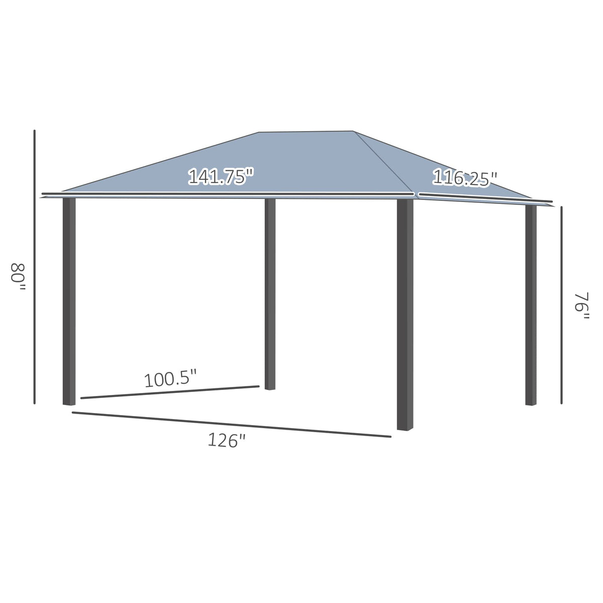 GOWE 10' x 12' Hardtop Gazebo Canopy with Polycarbonate Roof, Top Vent and Aluminum Frame, Permanent Pavilion Outdoor Gazebo with Netting, for Patio, Garden, Backyard, Deck, Lawn