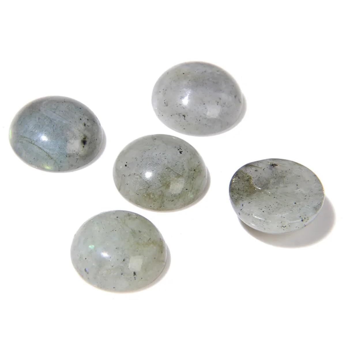 20pcs 14mm Natural Stone No Hole White Labradorite Semicircle Smooth Cabochons Beads Healing Chakra Crystal Stone Bead for Jewelry Making Rings Earrings Necklace Bracelet DIY Crafts