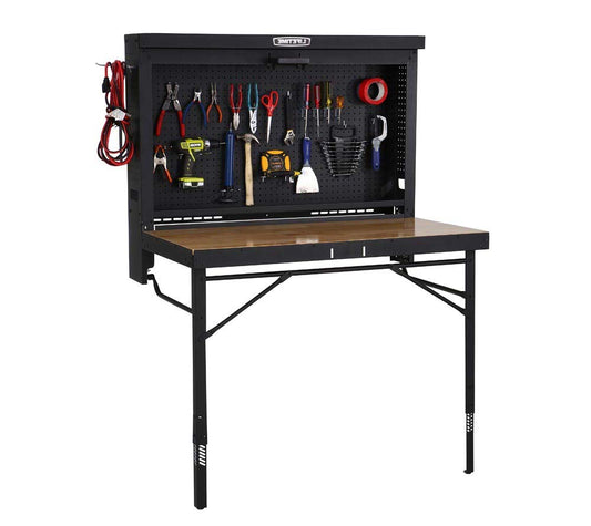 LIFETIME Products Wall Mounted Work Table, 4', Wood Varnish (80421)