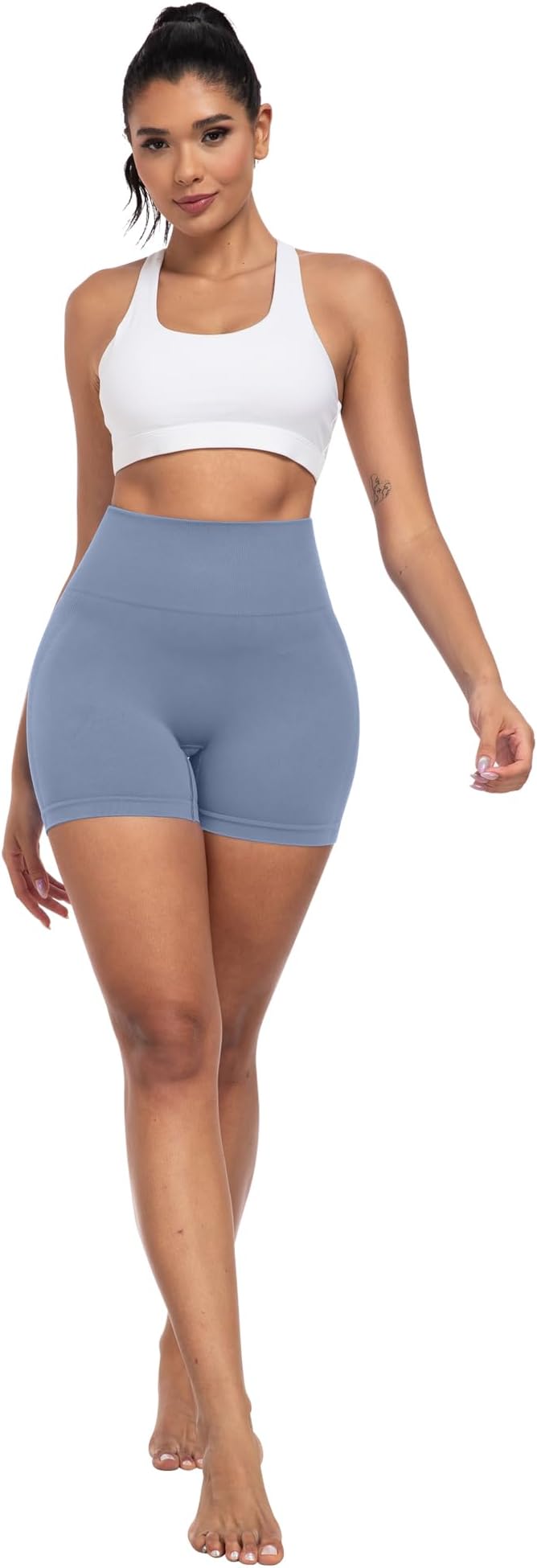 CHRLEISURE Women's 4 Packs Workout Gym Shorts, High Waisted Butt Lifting Scrunch Butt Seamless Booty Shorts