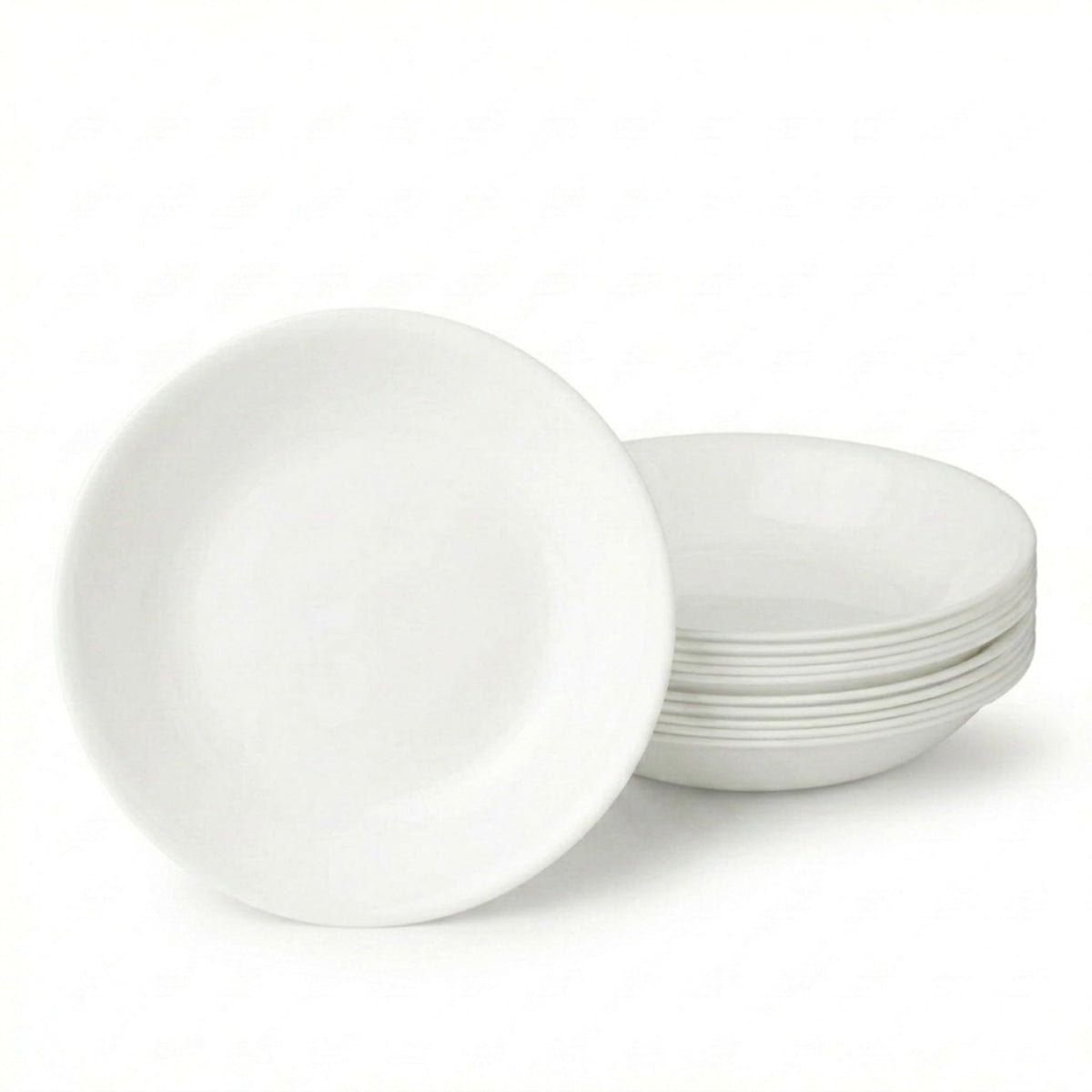 Corelle Vitrelle 6-Piece Bowl Set Triple Layer Glass and Chip Resistant, 20-Oz Lightweight Round Bowls, Winter Frost White