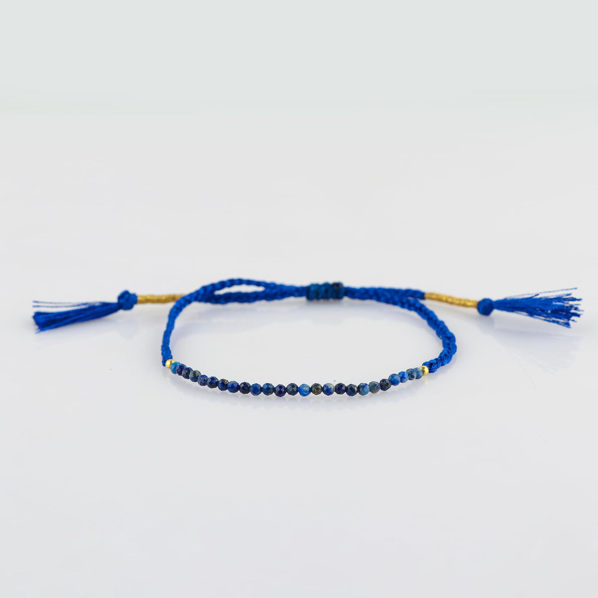 NJCRAFT Natural Lapis Lazuli Beads Braided Bracelet | Hand Braided Rope Thread Protection Bracelet | Lapis Lazuli Round Stone Beads 2 mm | Adjustable Slider Bracelet | 6+4 Inch Length