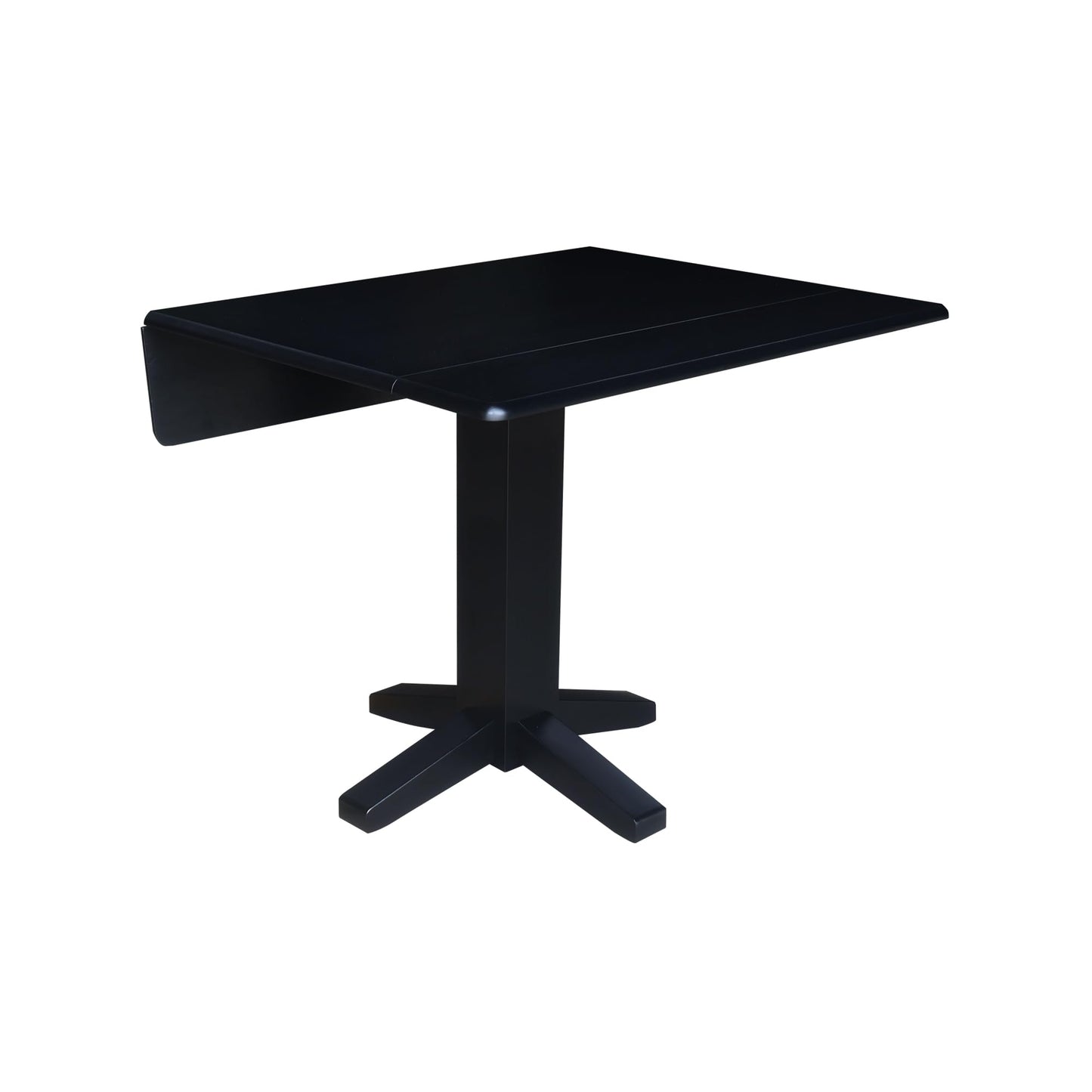 Solid Wood 36" Square Dual Drop Leaf Dining Table, Black