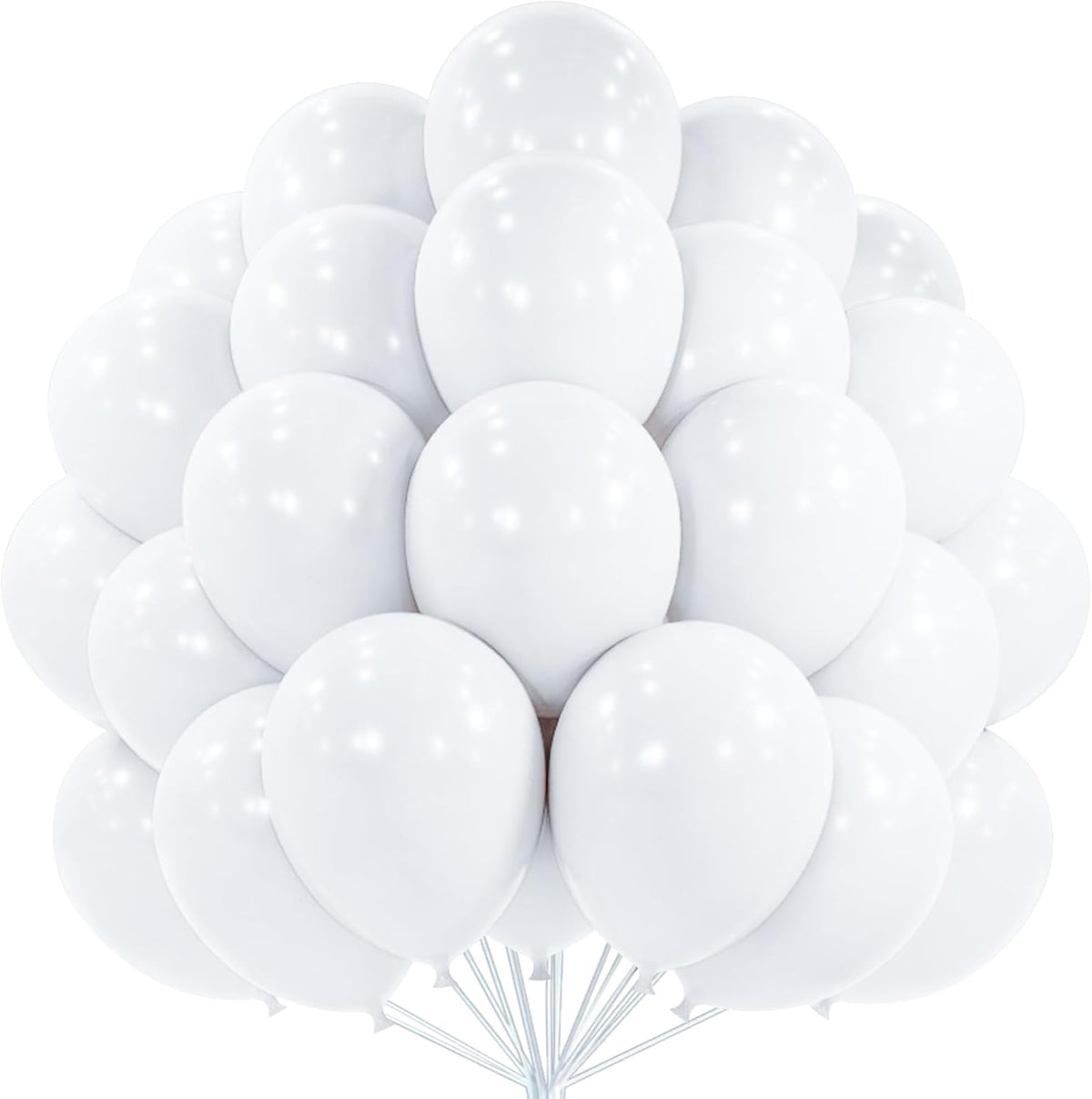 PartyWoo White Balloons - 101pcs 12 Inch Matte Latex for Weddings, Graduations, and Celebrations