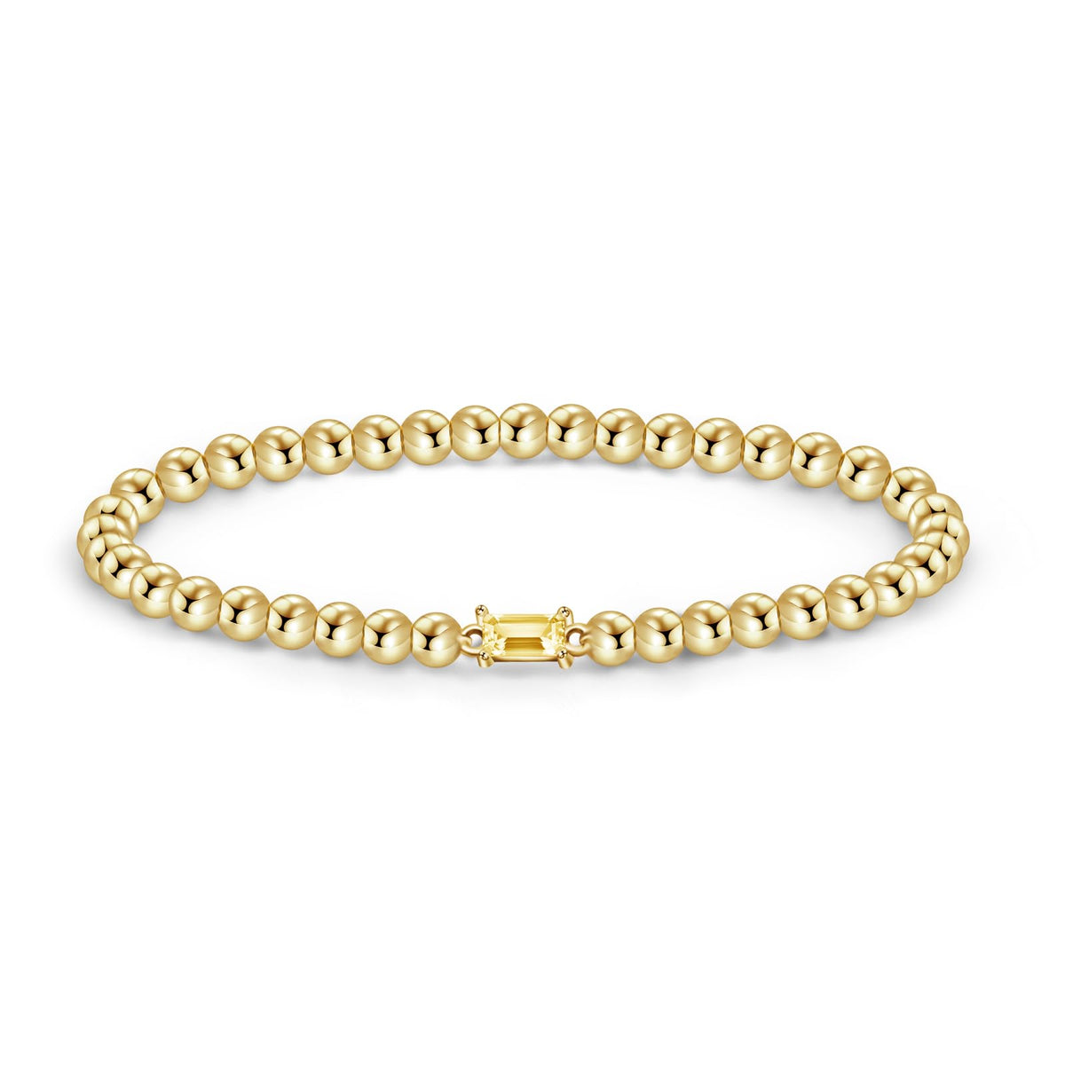 Free bird November Birthstone Bracelet Citrine Bracelet 14K Gold Plated Stretch Birthstone Beaded Bracelet with Yellow Topaz Stone Gold Bracelet Jewelry for Women