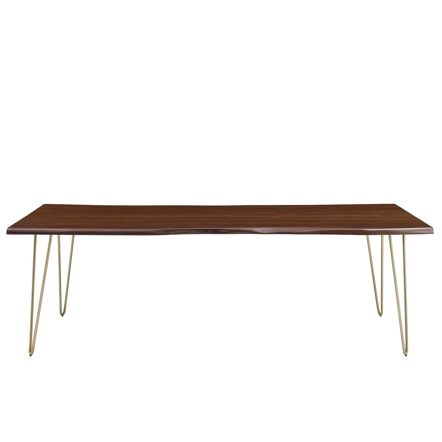 Modway Ardor 96" Live Edge Acacia Wood Rectangular Dining Table in Gold Walnut