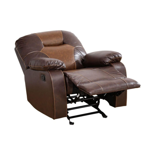 Manual Breathing Leather Reclining Sofa, Leather Recliner Couch, Comfortable Wide Lazy Leather Sofa for Living Room (Brown, Single Chair)