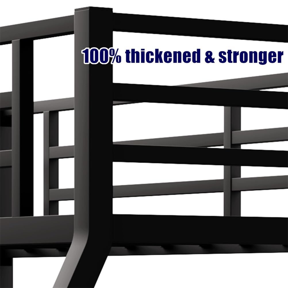 LEEKAF Stronger & Higher Quality Heavy Duty Steel Twin XL Over Queen Bunk Bed, Safer More Stable Thickened Metal Bunk Queen Bed with Enhanced Legs & Slats (Faster Assembly)