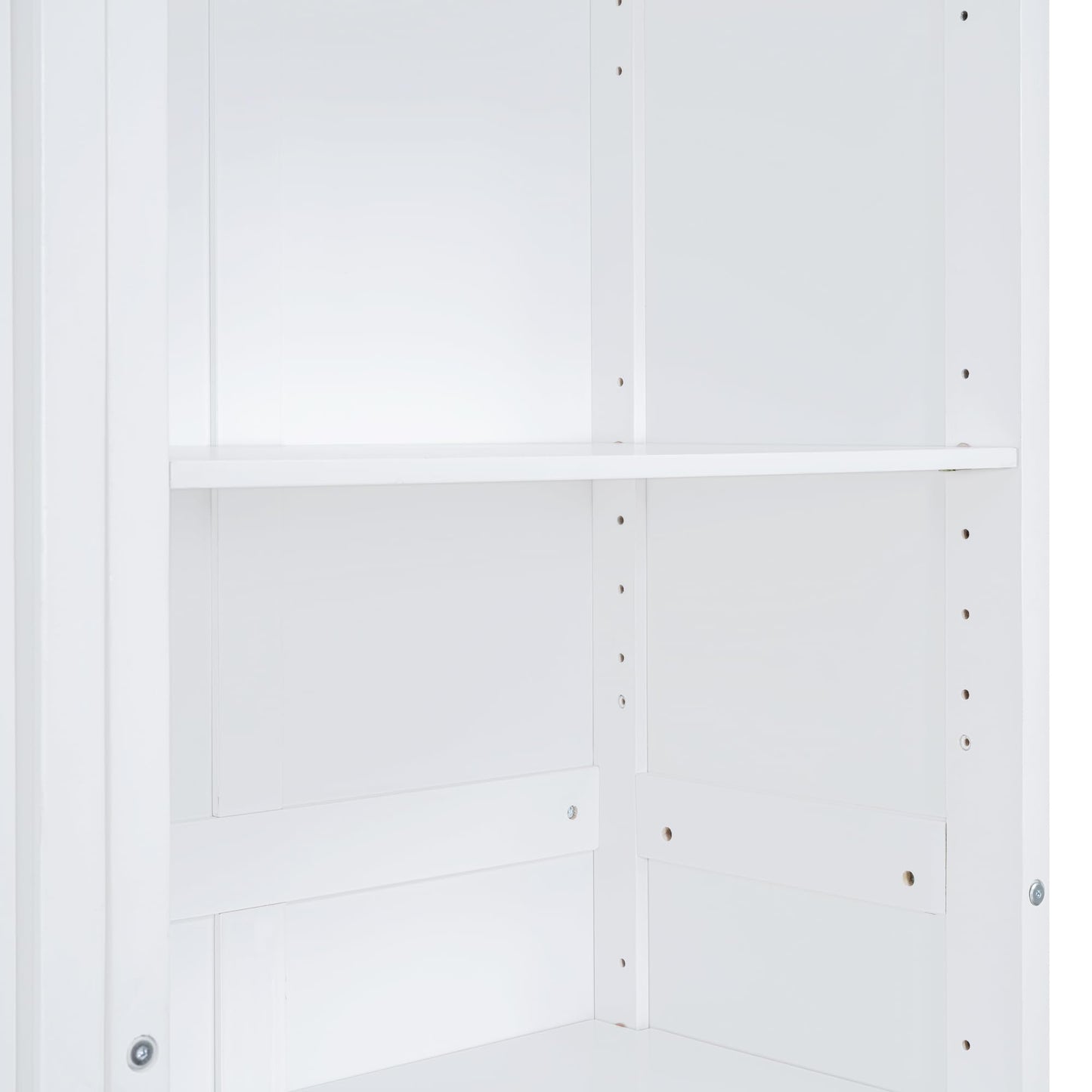 GDFStudio Veatch Wooden Frame Queen Size Bed, Queen Size Murphy Bed with Shelves, Folding Wall Beds with 5 Storage Cabinets, Space Saving, Folded into Cabinet for Guest Room Living Bedroom, White