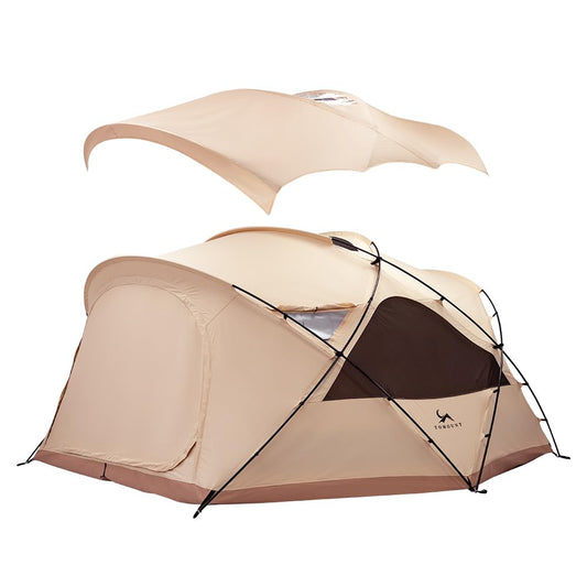 TOMOUNT Canvas Bell Tent with Stove Jack, 2-4 Person Use for Family Camping Glamping Yurt Tent 4 Seasons