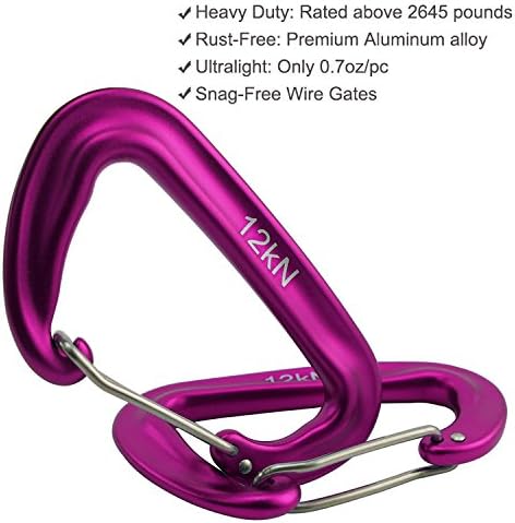12kN 3.2"x2" Heavy-Duty Carabiner Clips - Durable, Lightweight Aluminum Alloy Carabiners for Hiking, Camping, Keychains, Dog Leashes, Hammocks & More