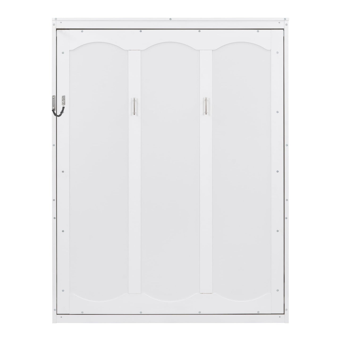 Jintop Queen Size Murphy Bed Wall Beds with Storage Shelves,Hide Away Bed Frame Easily Folds into Wood Cabinet,W/Mattress Holder,for Small Space,Guest Room,Apartment,White