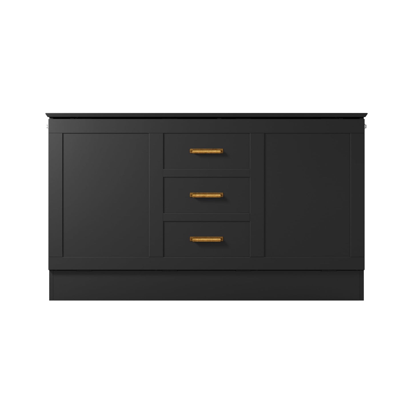 AFI, Charleston Queen Wood Murphy Bed Chest with 6" Mattress, Black