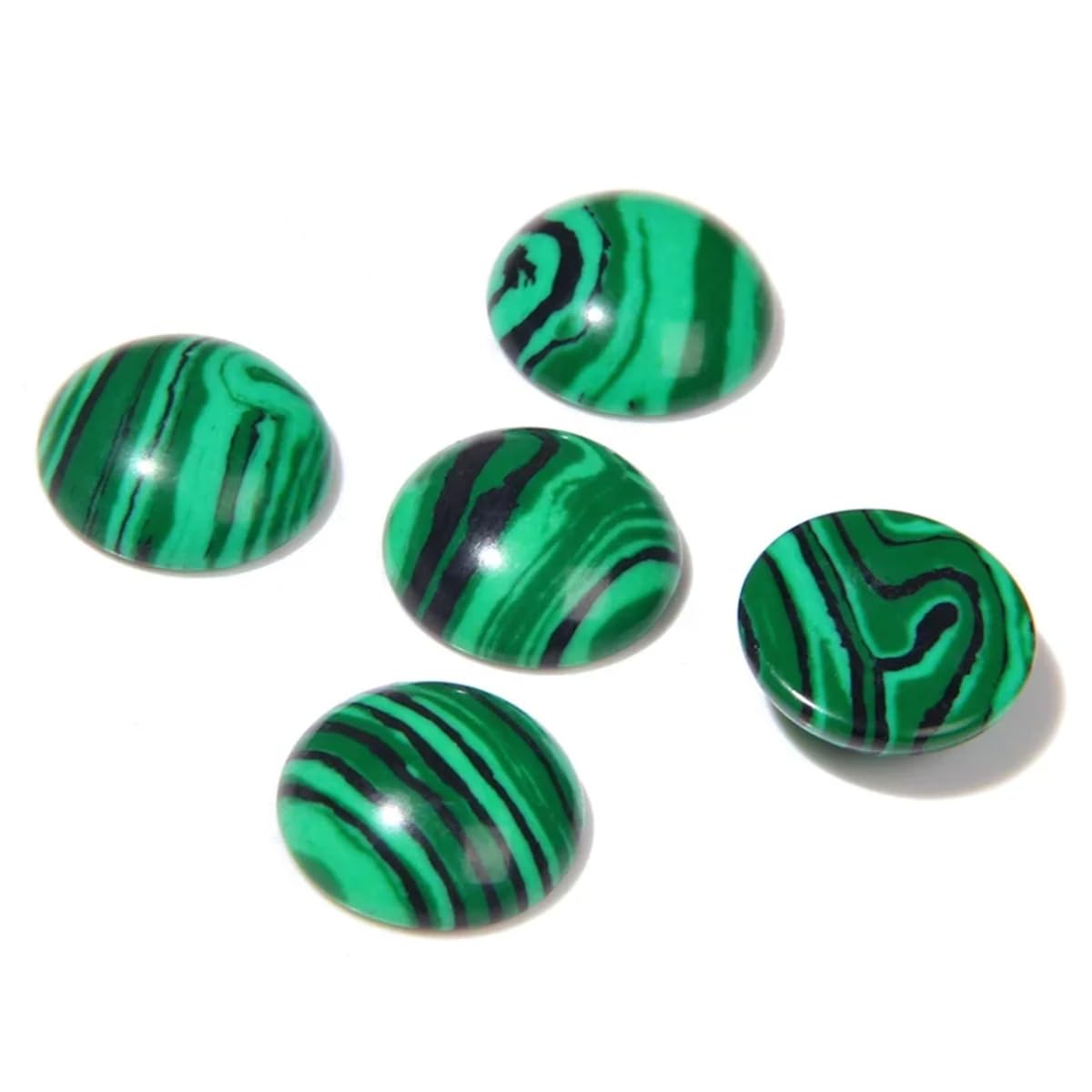 20pcs 4mm Natural Stone No Hole Malachite Semicircle Smooth Cabochons Beads Healing Chakra Crystal Stone Bead for Jewelry Making Rings Earrings Necklace Bracelet DIY Crafts