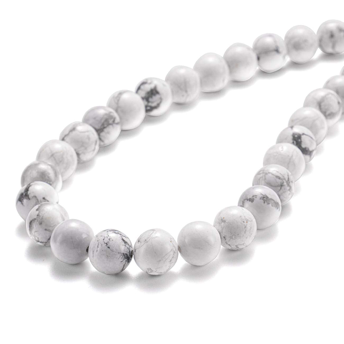 BEADIA Natural White Howlite Stone Round Loose Semi Gemstone Beads for Jewelry Making 4MM 89PCS
