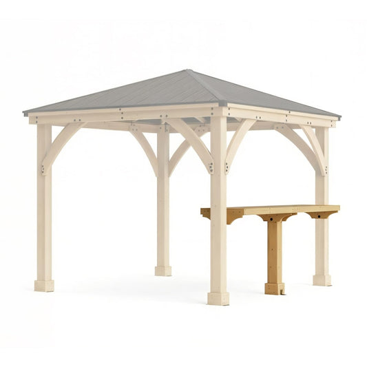 Yardistry 10' Meridian Bar Counter Attachment for 10' Pavilions, Gazebos, and Pergolas - Cedar Lumber - Natural Cedar Stain Color - Pavilion Not Included