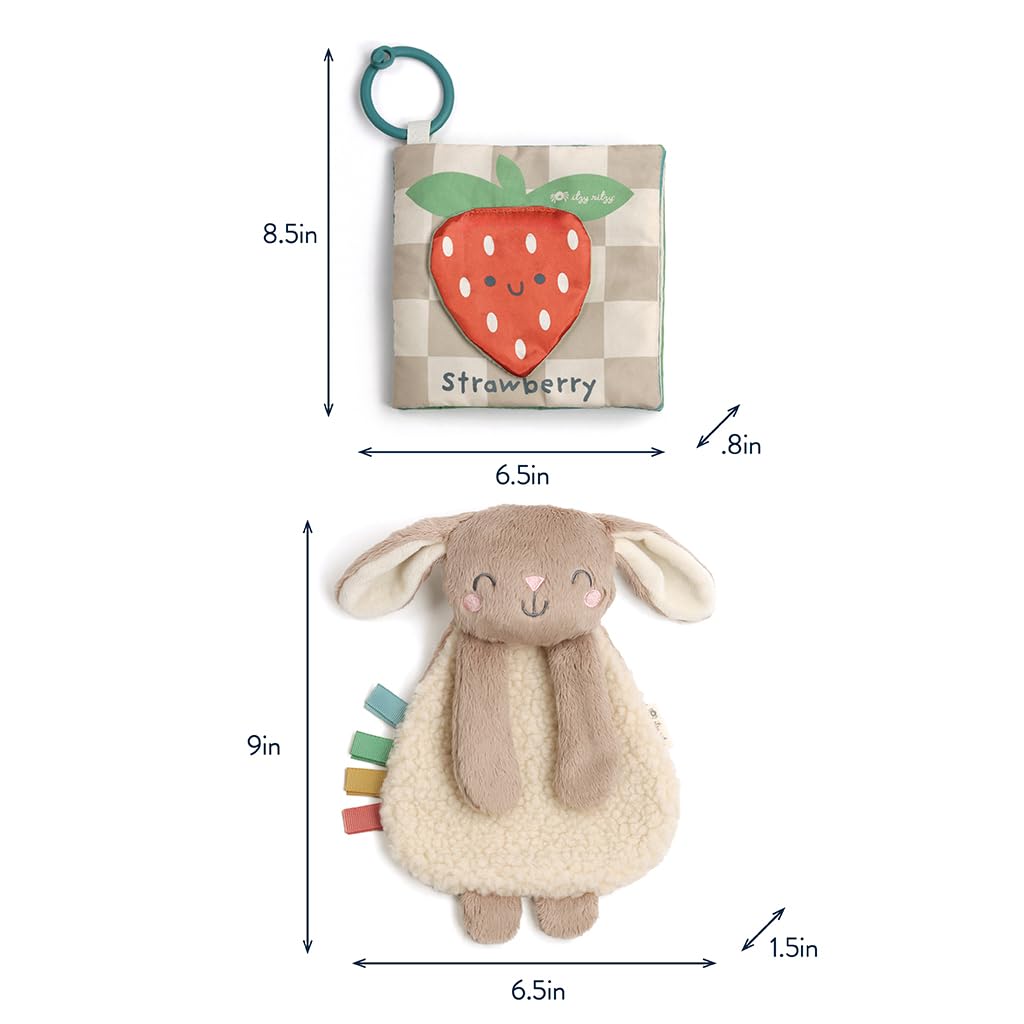 Itzy Ritzy Bunny Lovey & Crinkle Book Gift Set - Learn & Snuggle Gift Set Includes Soft Sherpa Bunny Lovey & Soft Book with Flap, Textures & Crinkle Sounds (Bunny)
