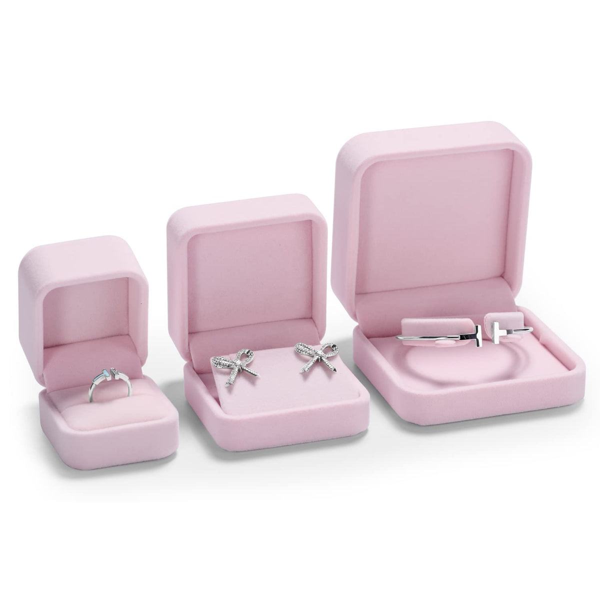 Oirlv Pink Velvet Bangle/Bracelet Gift Box Jewelry Storage Box Accessories Case