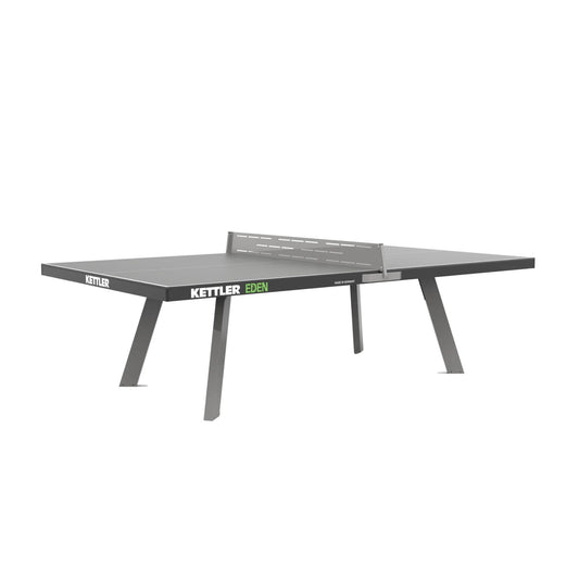 KETTLER Eden Weatherproof Stationary Outdoor Table Tennis Table with Galvanized Steel Legs and Permanent Net and Post System