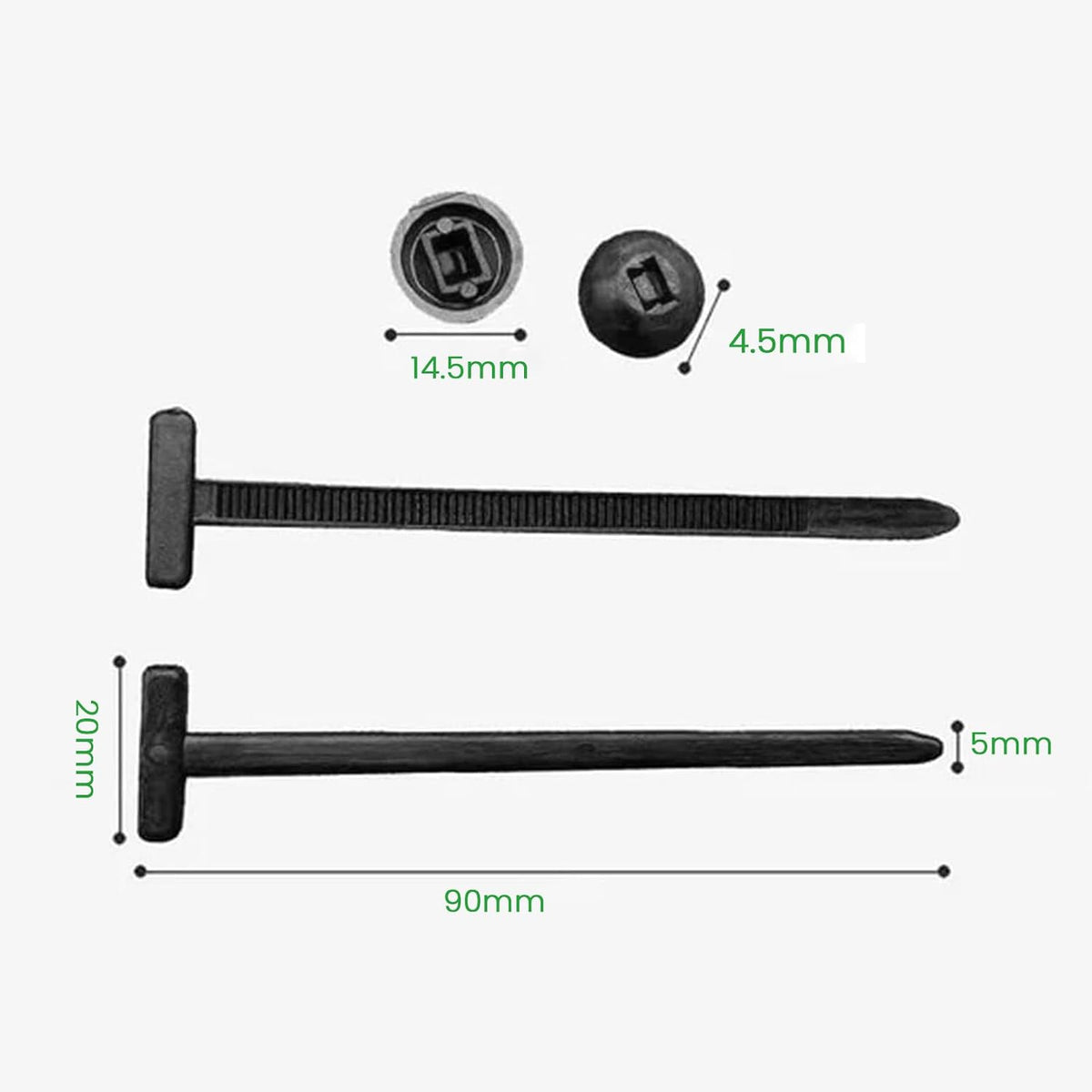Generic (20PCS) Nylon Universal Cable Tie Buckle Self-Locking Zip Ties with Button Clip Head for Car Bumper Mount