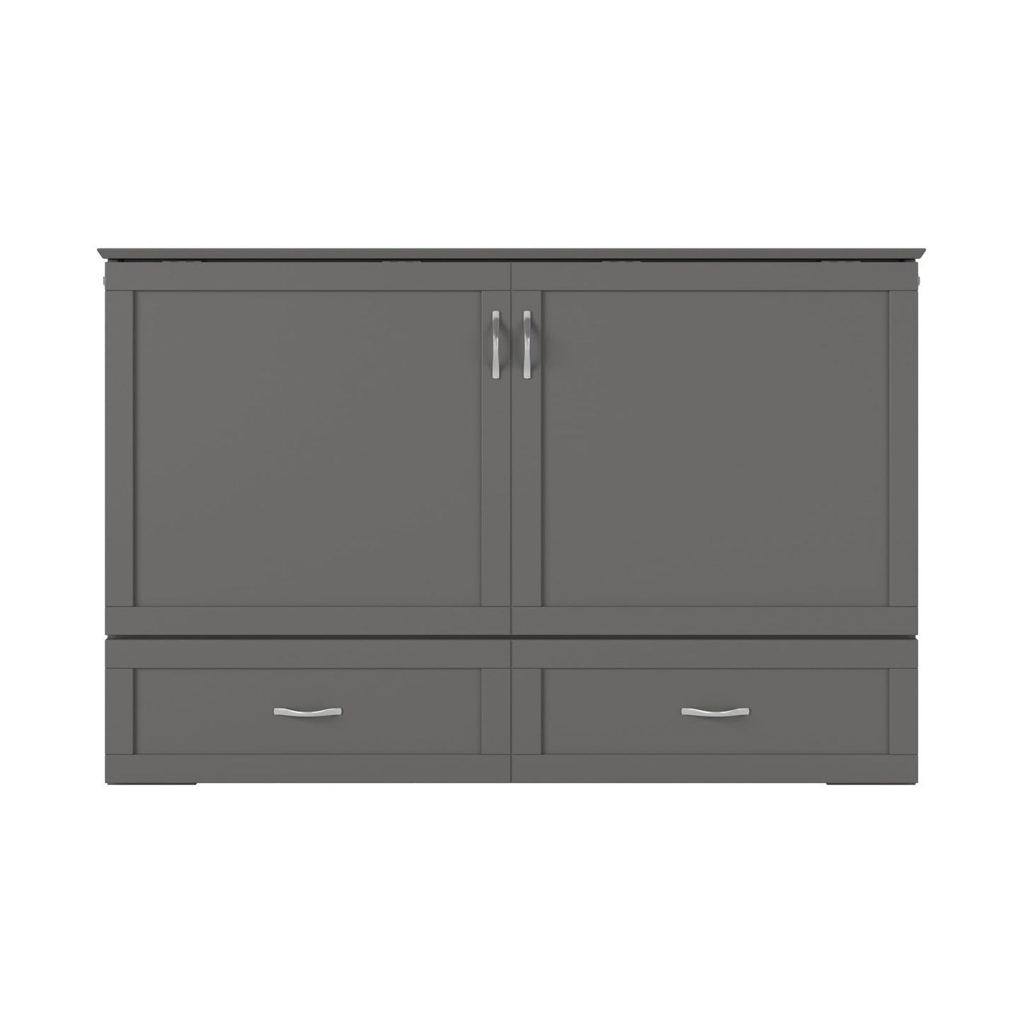 AFI Hamilton Queen Murphy Bed Chest with Mattress, Storage, and Built-in Charger in Grey