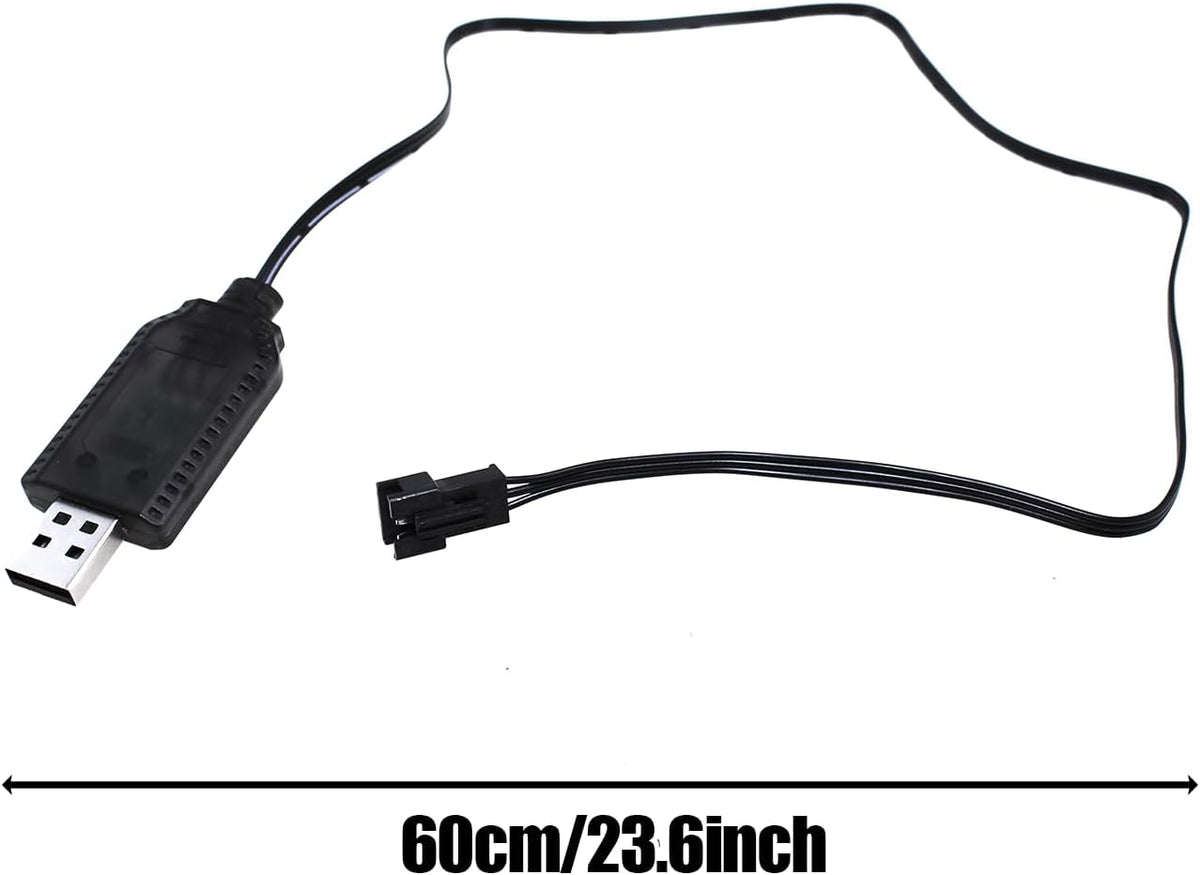 Maxmoral 2PCS 7.4V SM-3 Black Lithium Polymer Battery USB Charger with Plug Suitable for Remote Control Car Truck Ship