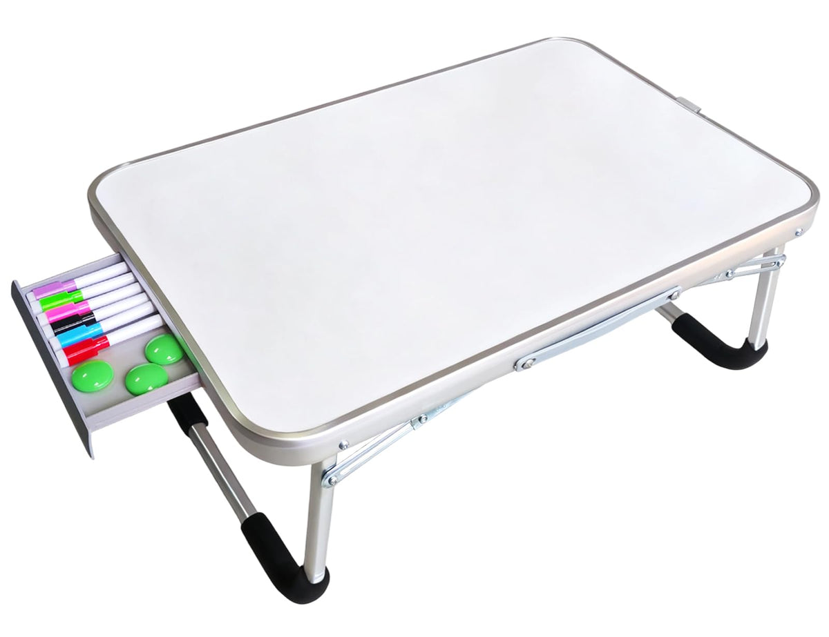Lap Desk, Dry Erase Board Table with Markers & Magnets, Portable Foldable Art & Activity Desk for Drawing, Writing & Play, Home and Travel Use