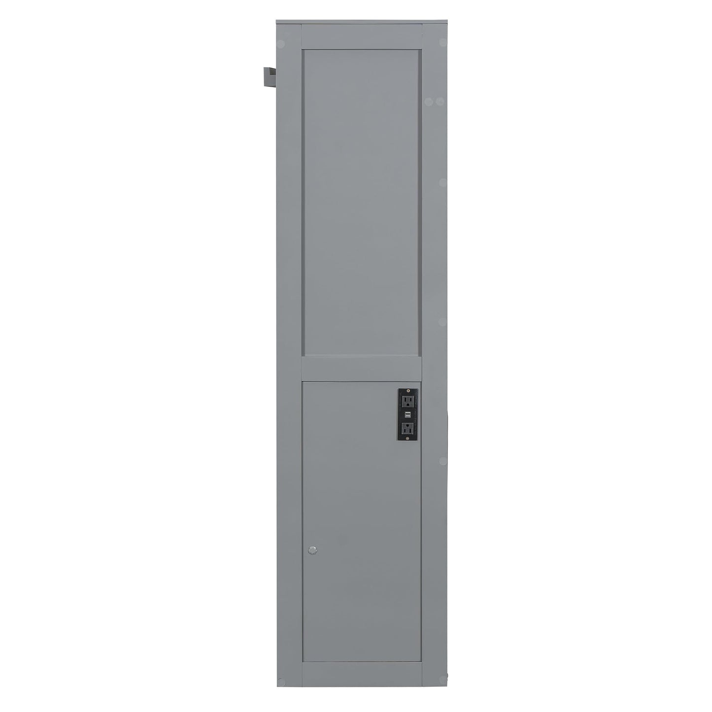 Ball & Cast Full Size Wall Cabinets Murphy Bed with Charging Station and Slat Support,Wood Hideaway Cabinet Platform Beds w/Leg & Lock,can be Folded,Space-Saving,for Small Room,Dorms,Gray