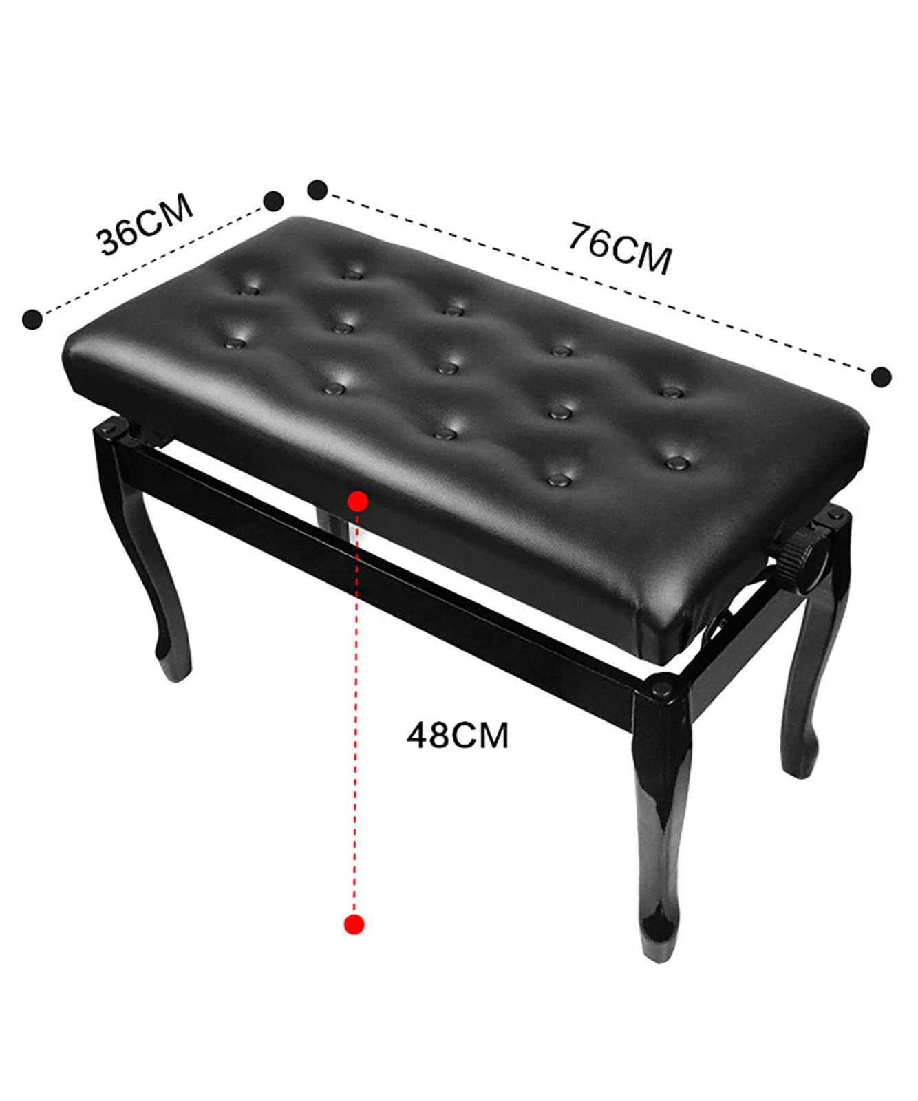 Premium Leather Deluxe Piano Bench with Solid Wood Construction Keyboard Vanity Stool for Comfortable Playing 76 X 35 X 49Cm Black Color Ideal for Musicians and Piano Ent