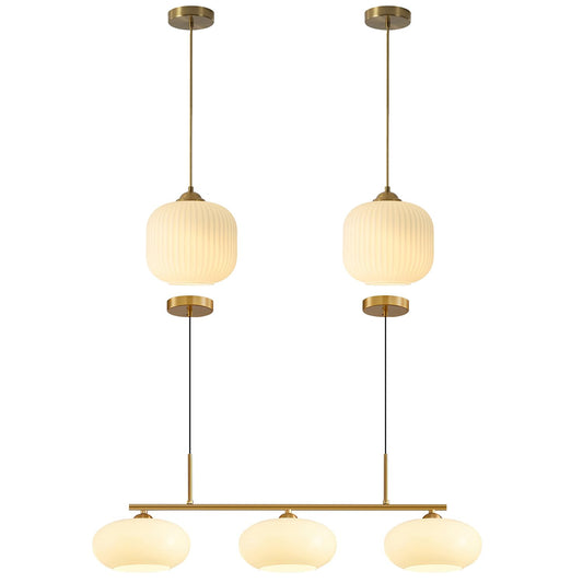 KCO Lighting Modern Gold White Glass Pendant Light Contemporary Brass Kitchen Island Pendant Light Fixture 3 Light Linear Pendant Lighti Modern Globe Linear Chandelierng